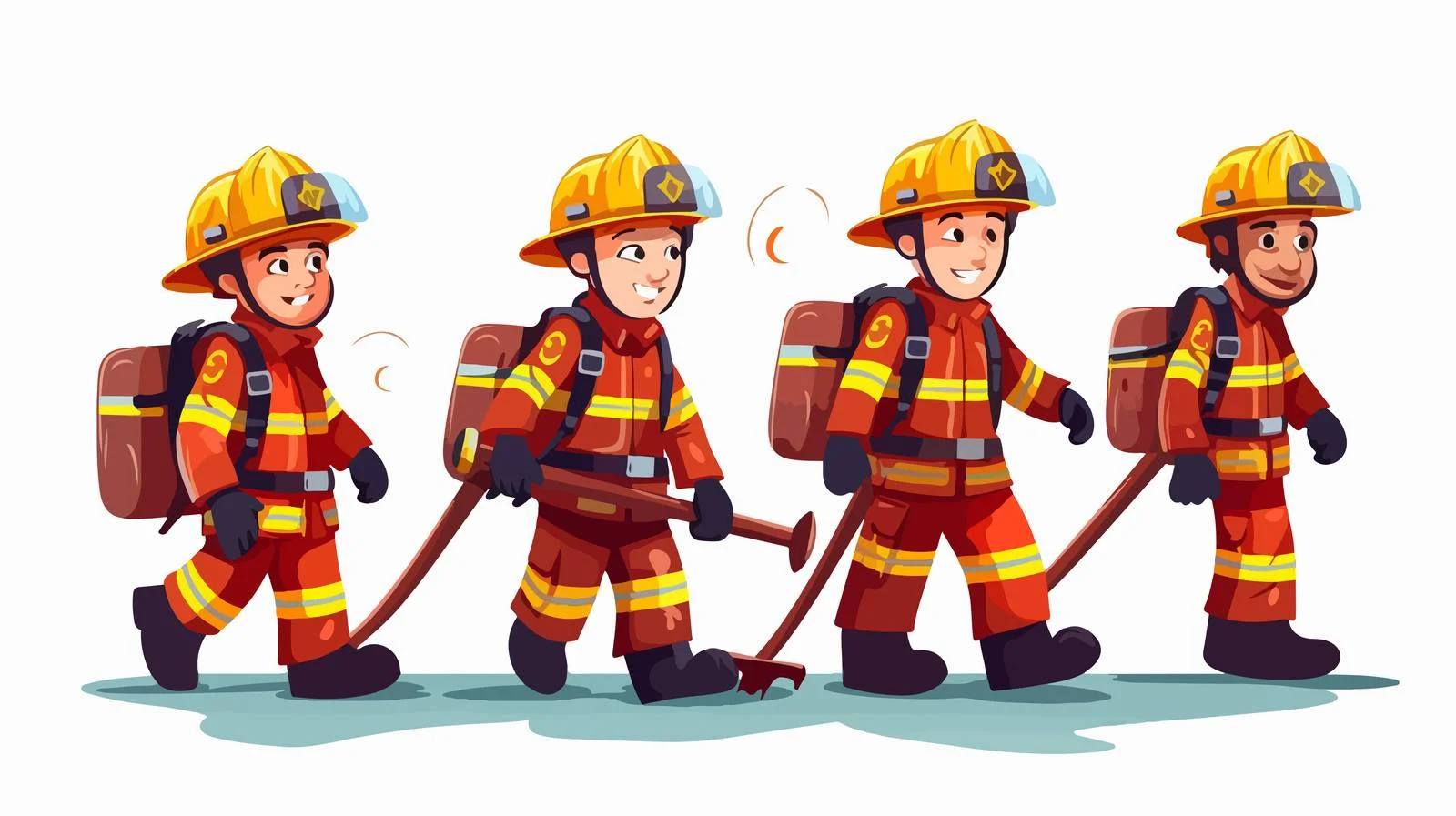 Cartoon Firefighters Extinguishing Fires — free download from Dotvec