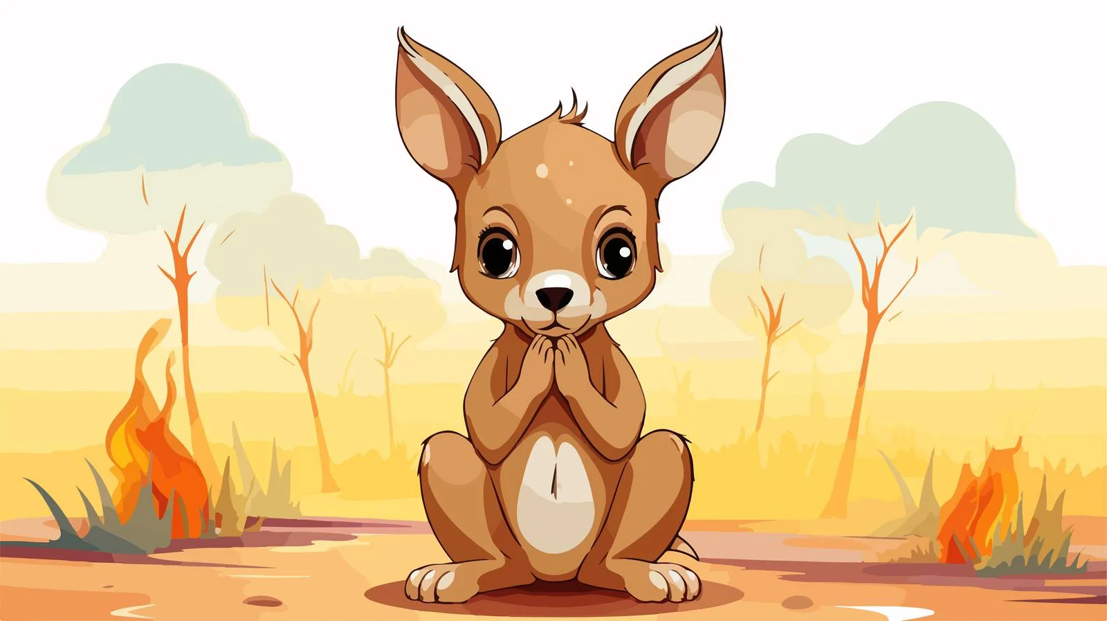 Distressed Kangaroo Mother Protecting Her Young — free download from Dotvec