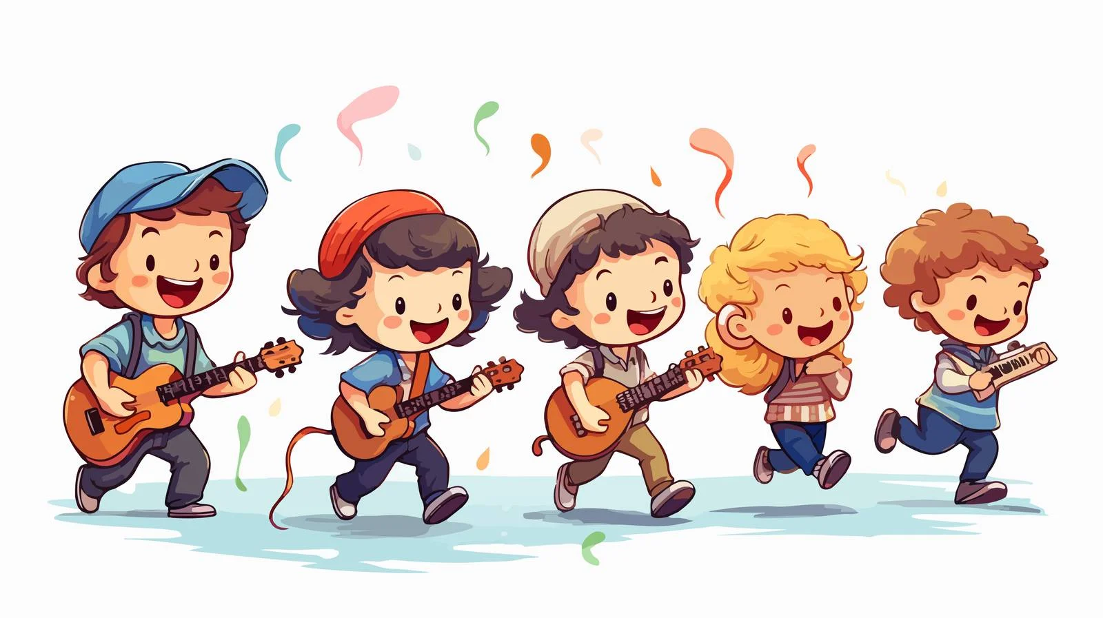 Kids Playing Music Cartoon Vector Illustration — free download from Dotvec