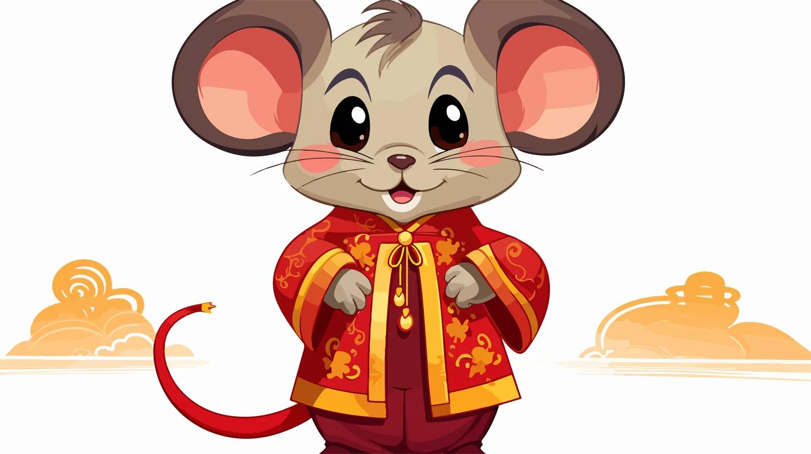 Cartoon Mouse in Chinese Dress — free download from Dotvec