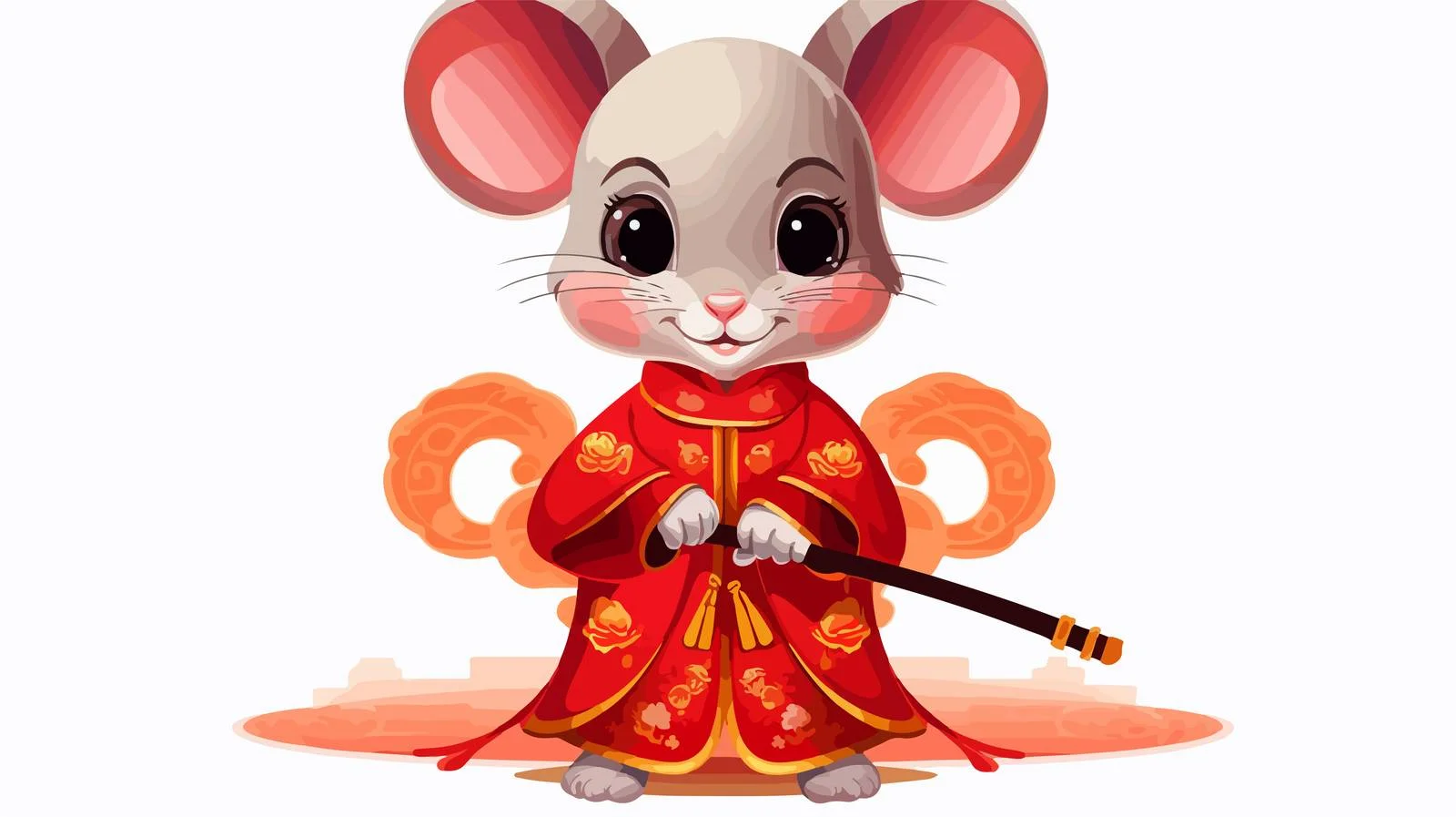 Cute Chinese Dress Cartoon Mouse — free download from Dotvec