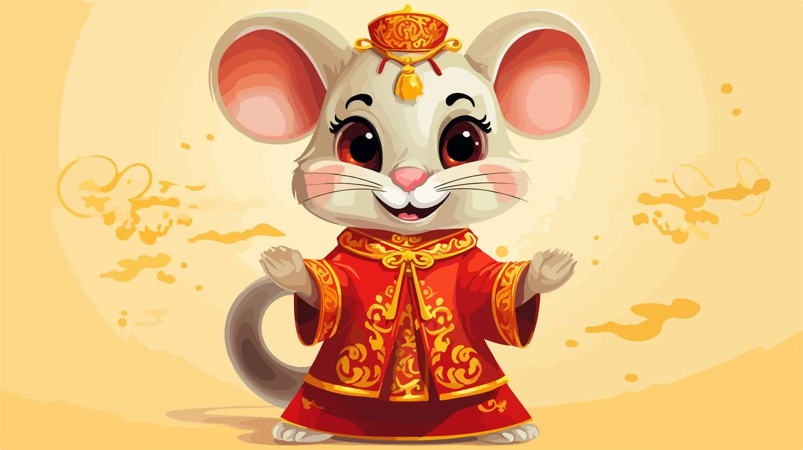Cultural Cartoon Mouse in Chinese Attire — free download from Dotvec