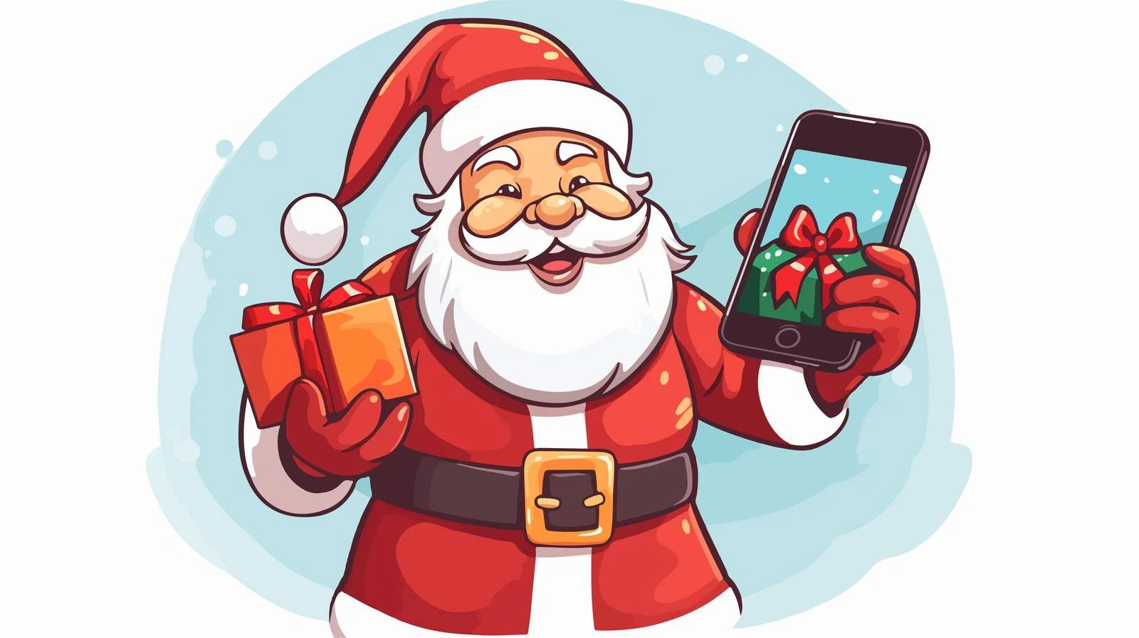 Santa with Gift Mobile Surprise — free download from Dotvec