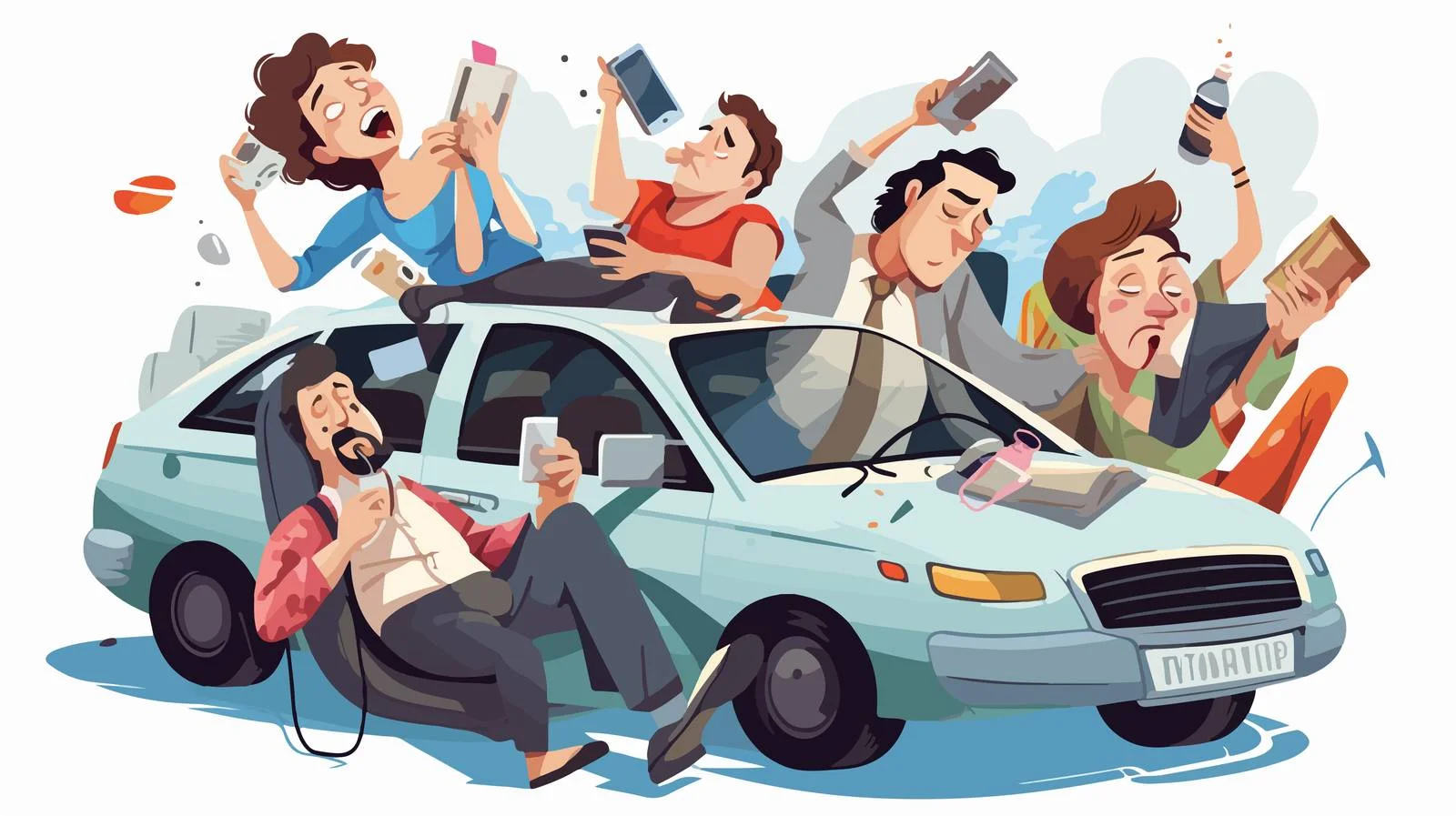 Illustration: Drunken People and Sleepy Travelers — free download from Dotvec