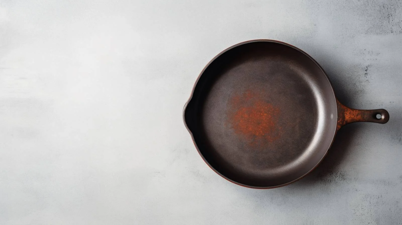 Rustic cast iron pan on white concrete — free download from Dotvec