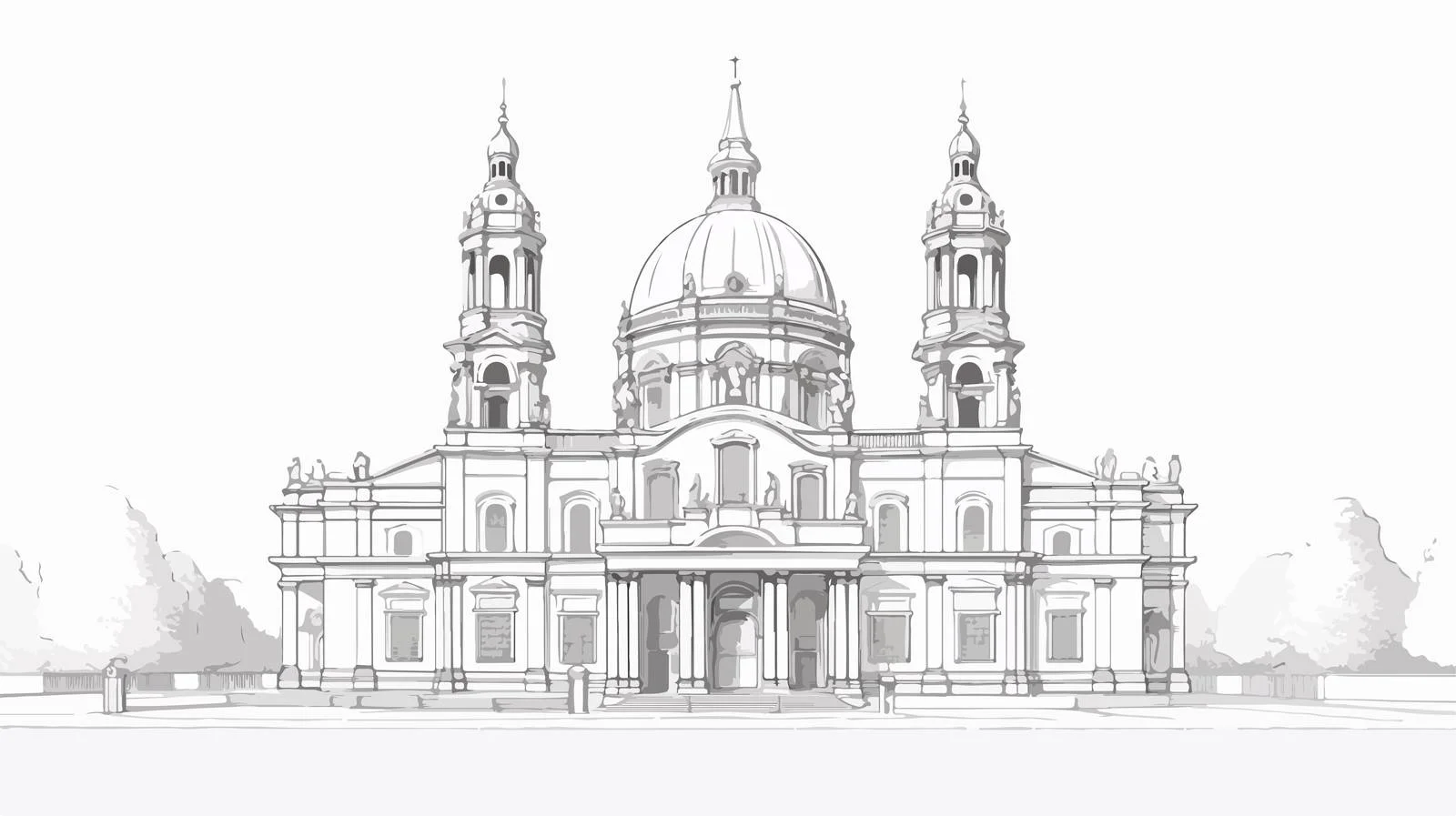 Classical Style Cathedral Building with Arch — free download from Dotvec