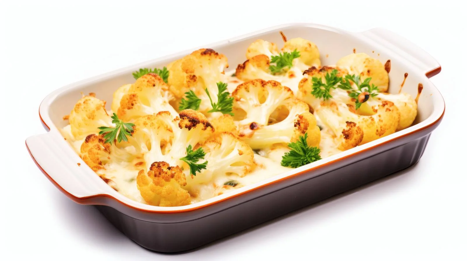 Creamy Cauliflower Cheese Gratin on White — free download from Dotvec