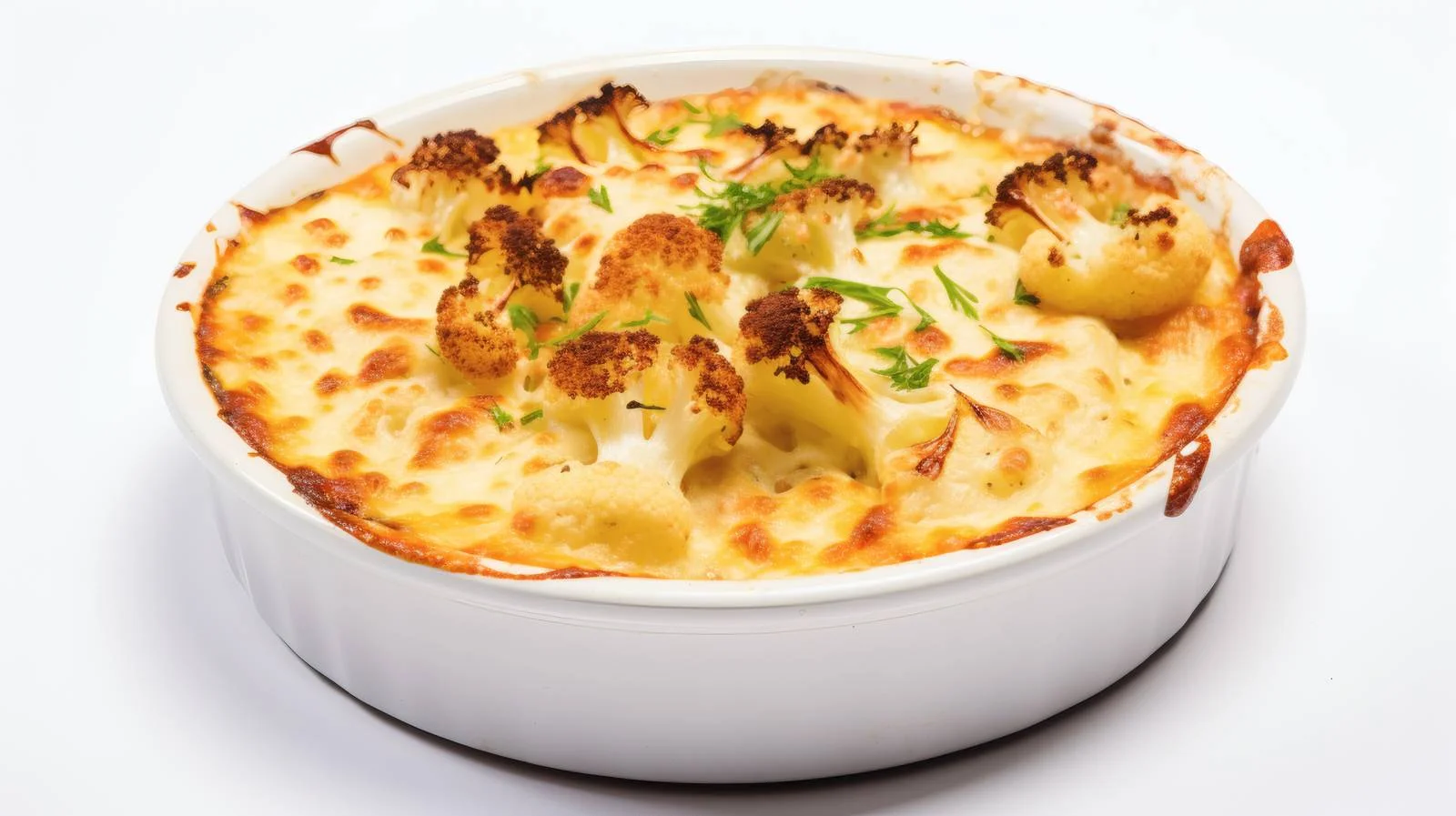 Creamy Cauliflower Cheese Gratin on White — free download from Dotvec