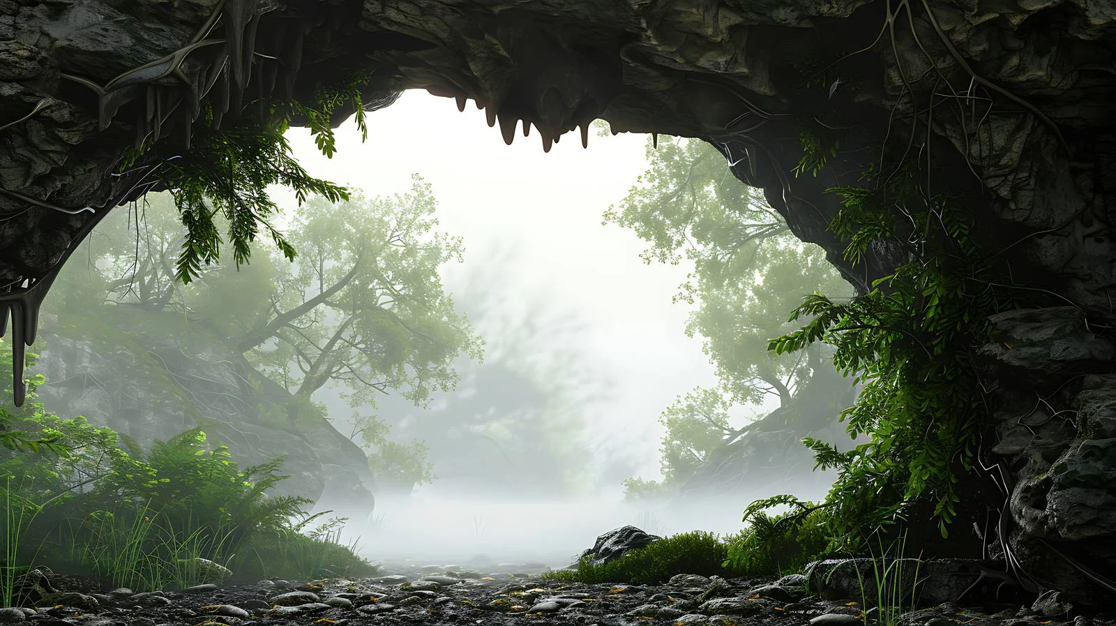 Eerie Cave in Misty Woods — free download from Dotvec