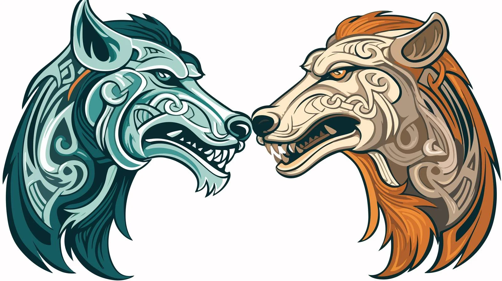 Celtic Zoomorphic National Figure with Two Dogs — free download from Dotvec