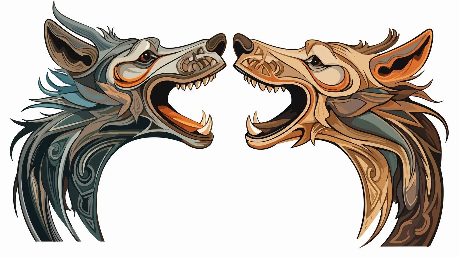 Celtic Zoomorphic National Figure: Two Dogs Head — free download from Dotvec