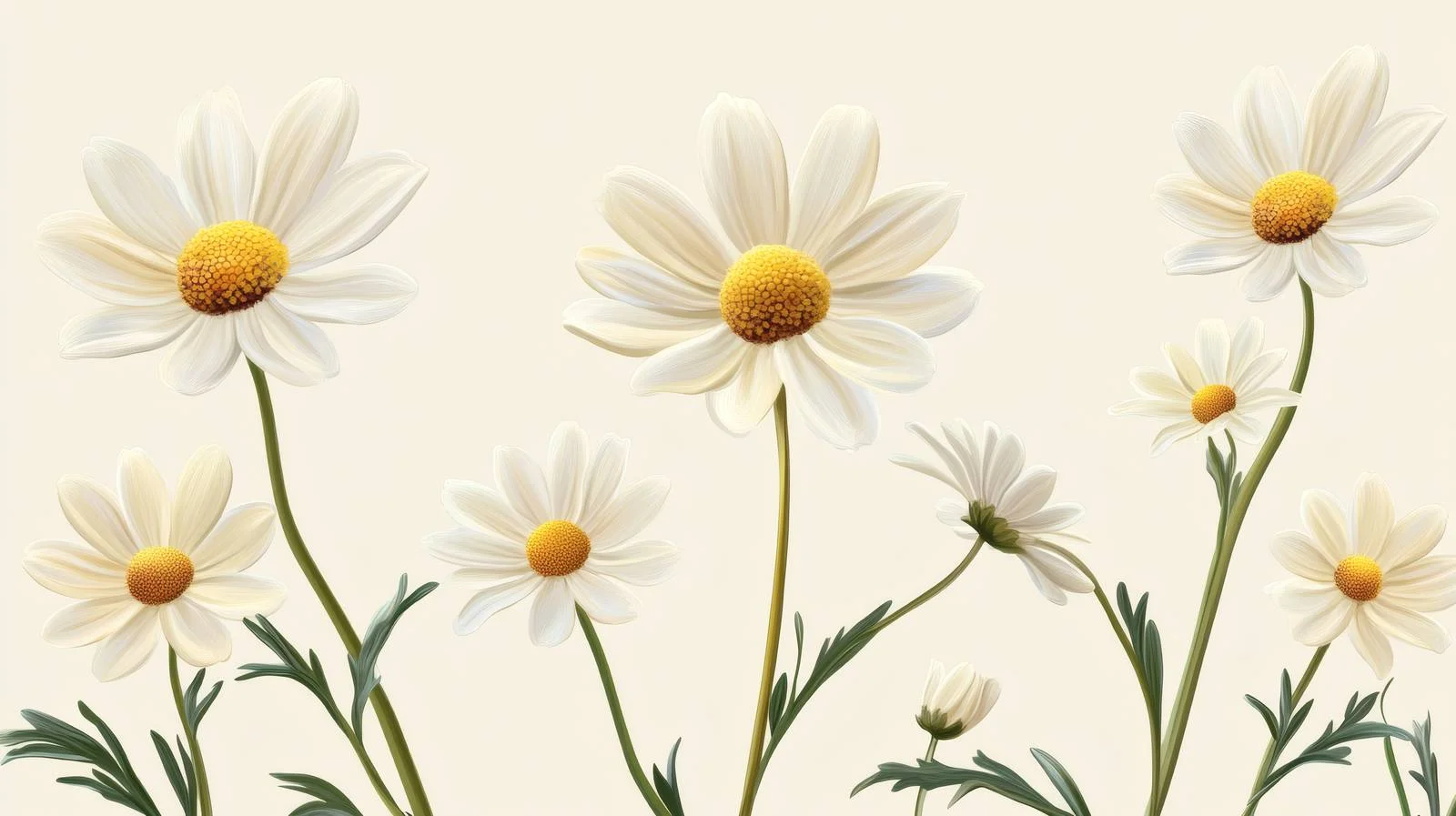 Chamomile and Daisy Blossoms on Beige Background — free download from Dotvec