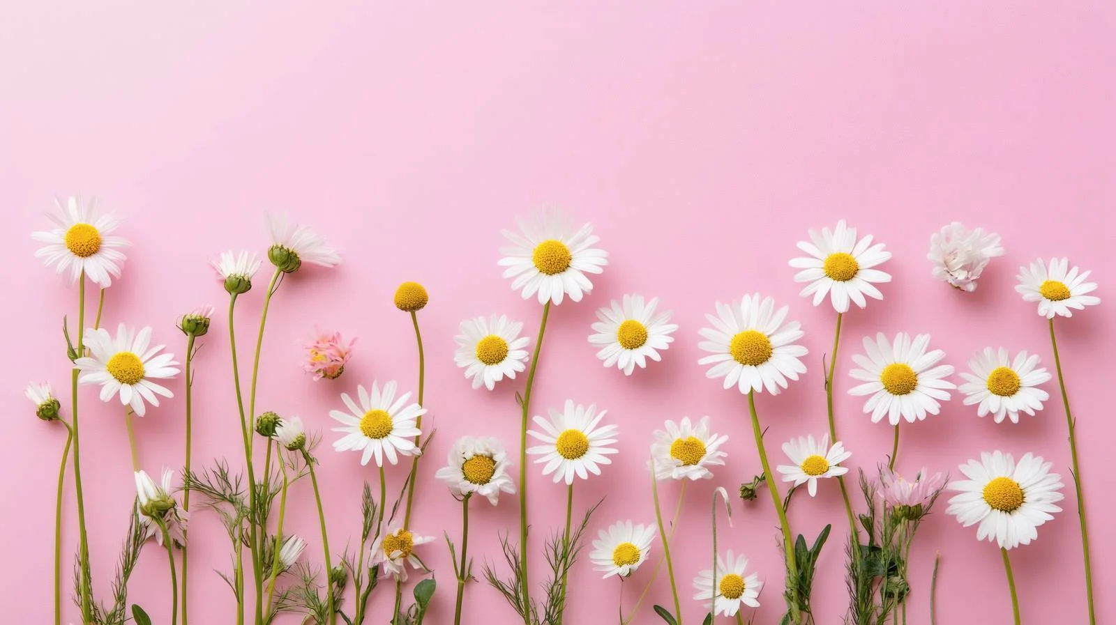 Vibrant Chamomile and Daisy Blooms on Pink — free download from Dotvec