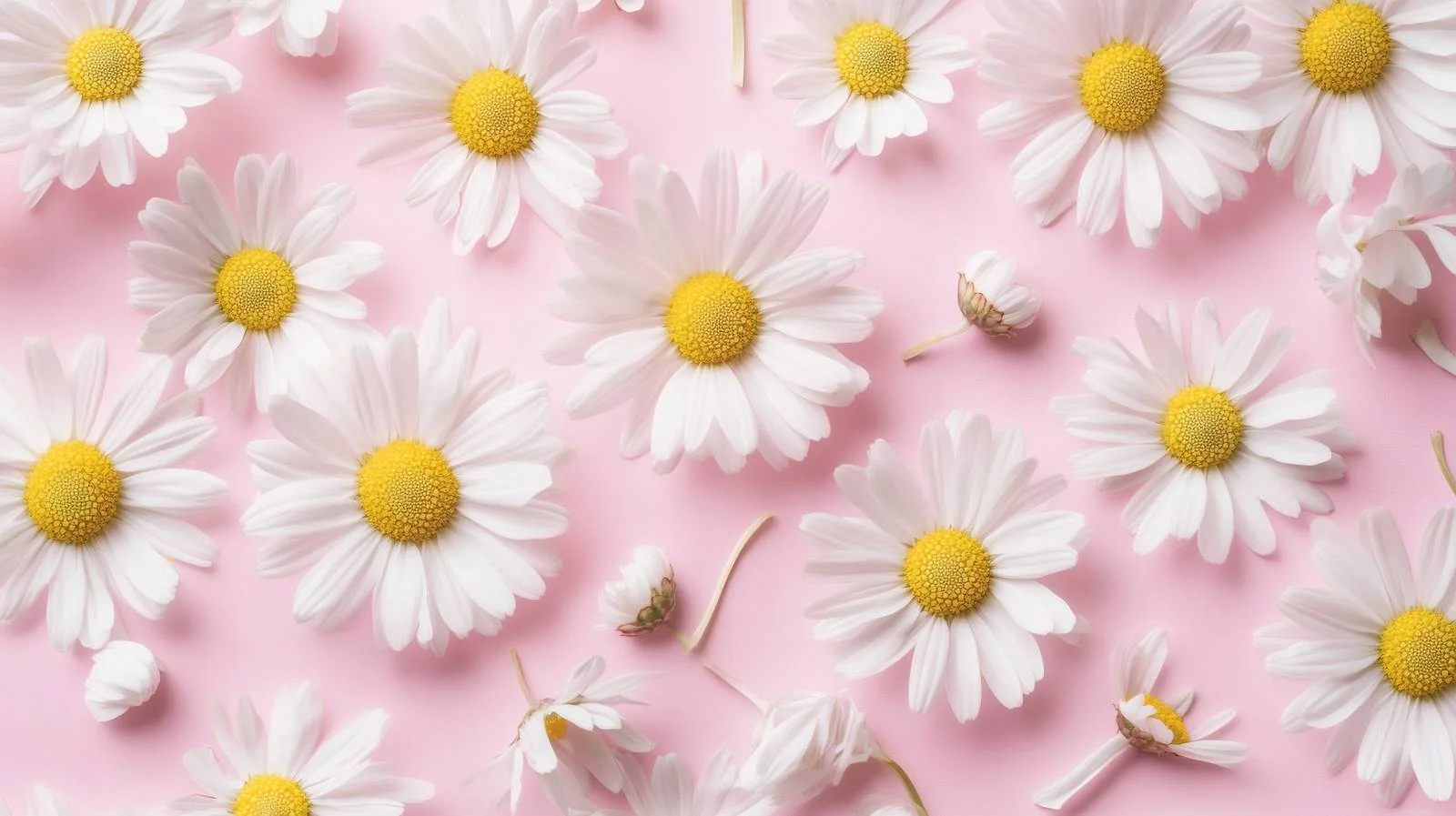 Chamomile Daisy Blossoms on Soft Pink — free download from Dotvec