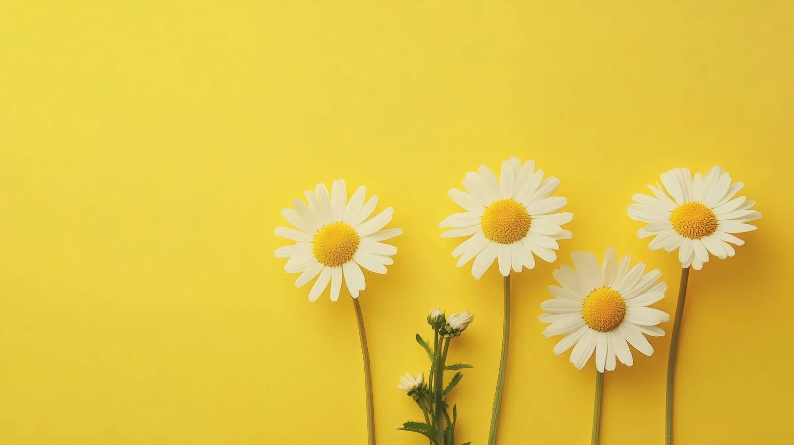 Chamomile and Daisy Blossoms on Lemon Background — free download from Dotvec