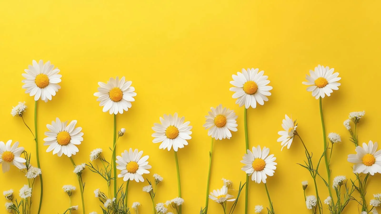 Chamomile and Daisy Blooms on Yellow Isolation — free download from Dotvec
