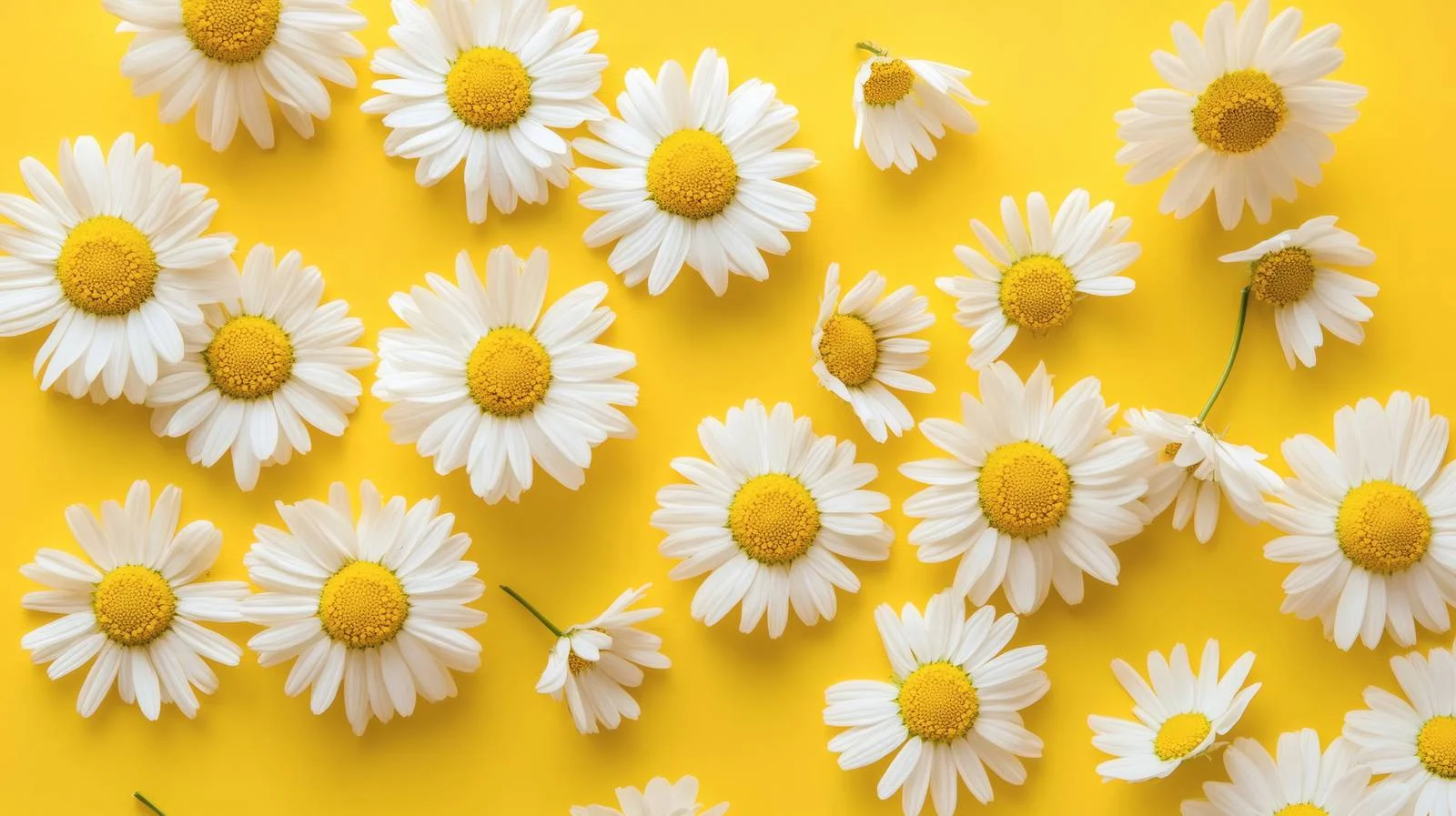 Chamomile and Daisy Blooms on Yellow Isolated Background — free download from Dotvec