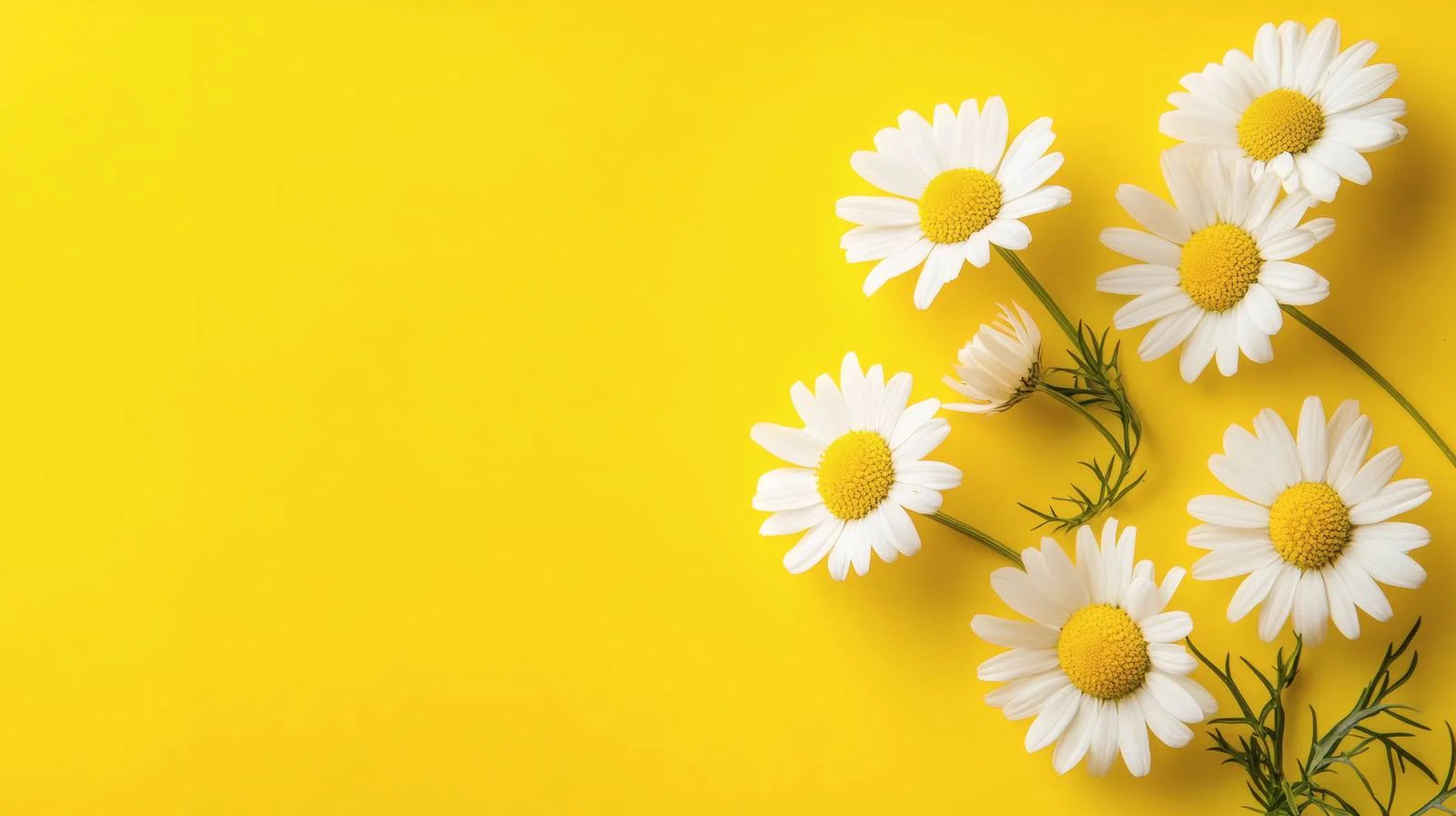 Chamomile and Daisy Blossoms on Isolated Yellow — free download from Dotvec