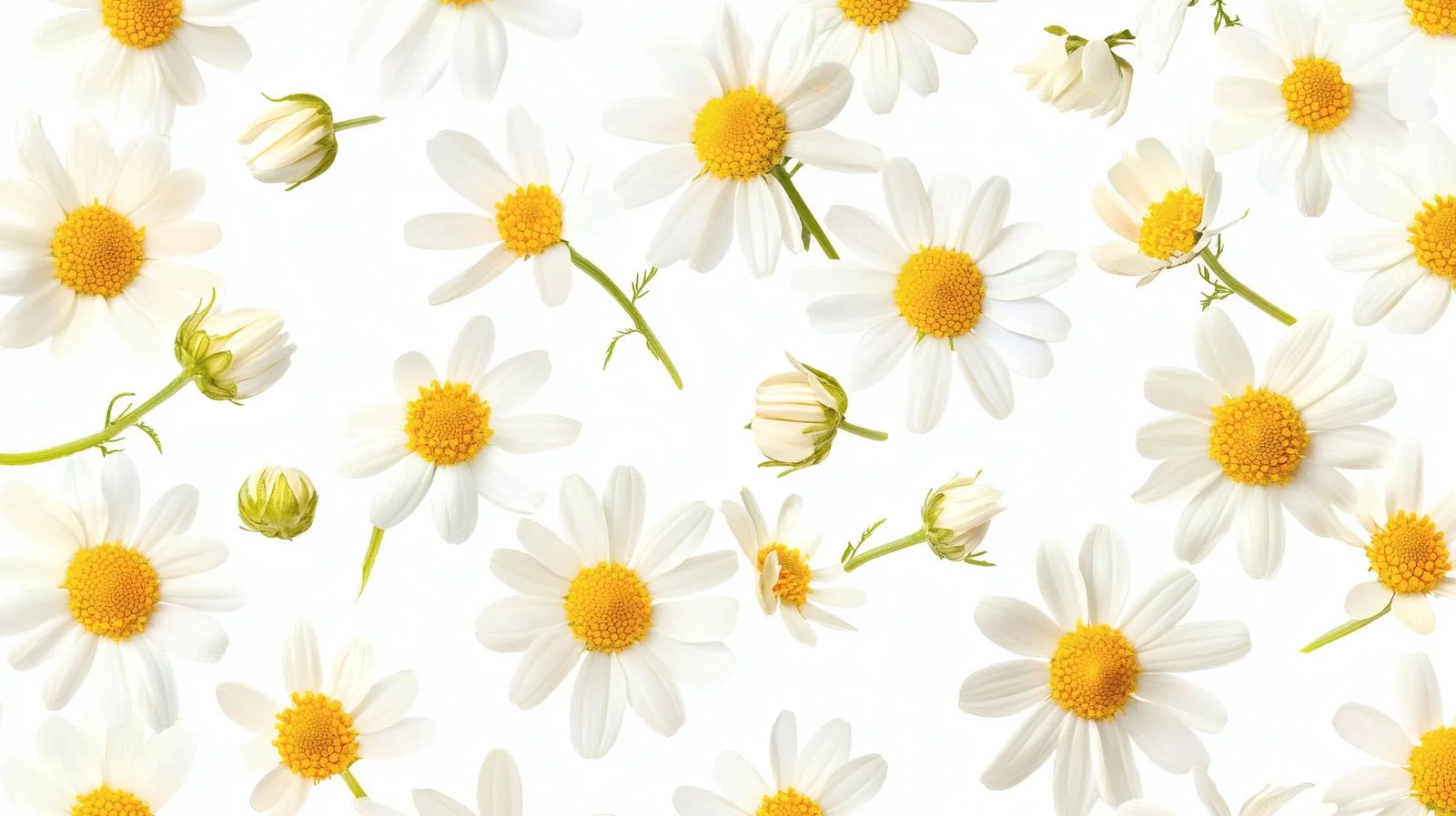 Chamomile and Daisy Floral Pattern on White Background — free download from Dotvec