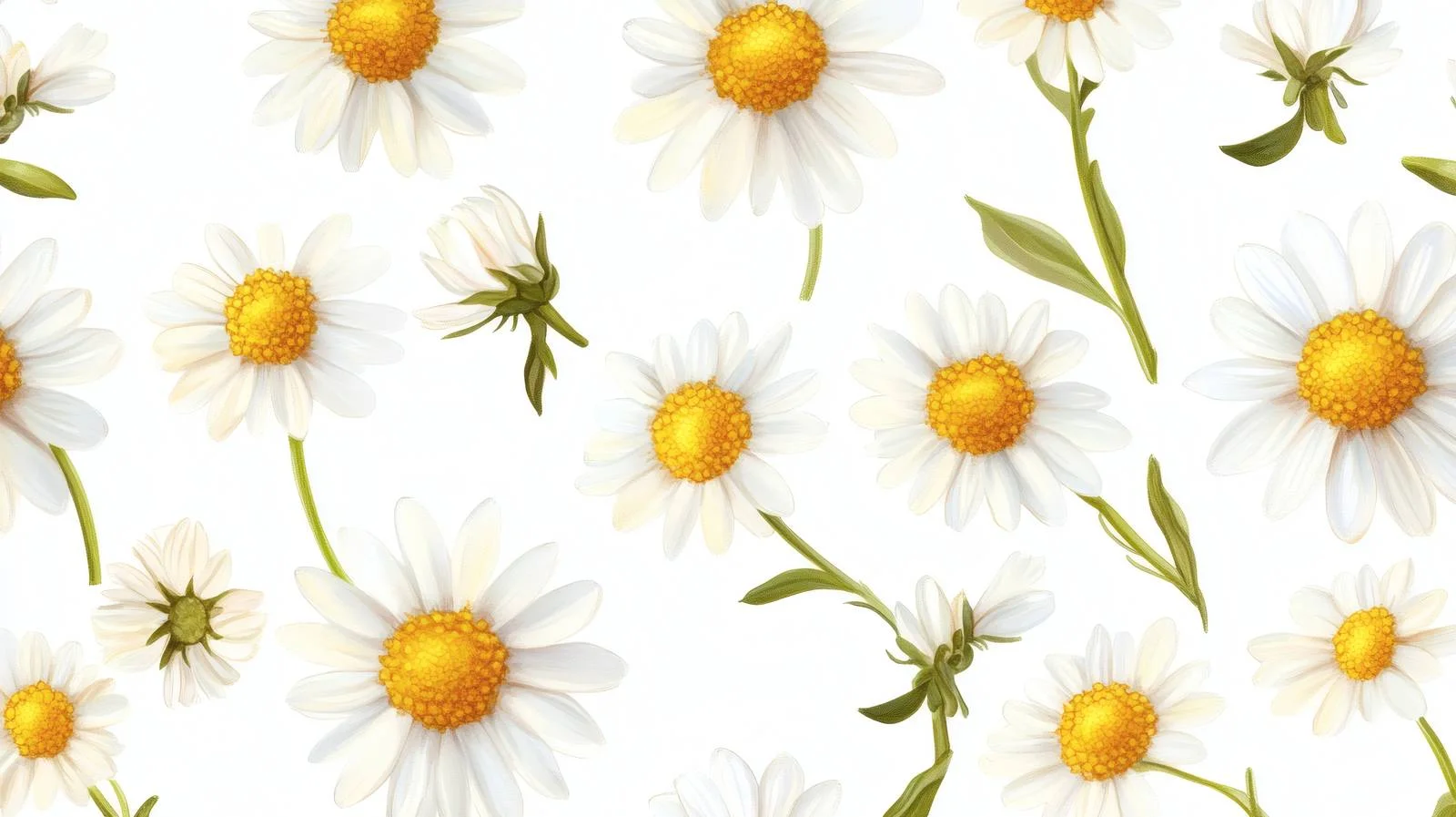 Chamomile and Daisy Floral Pattern on White — free download from Dotvec