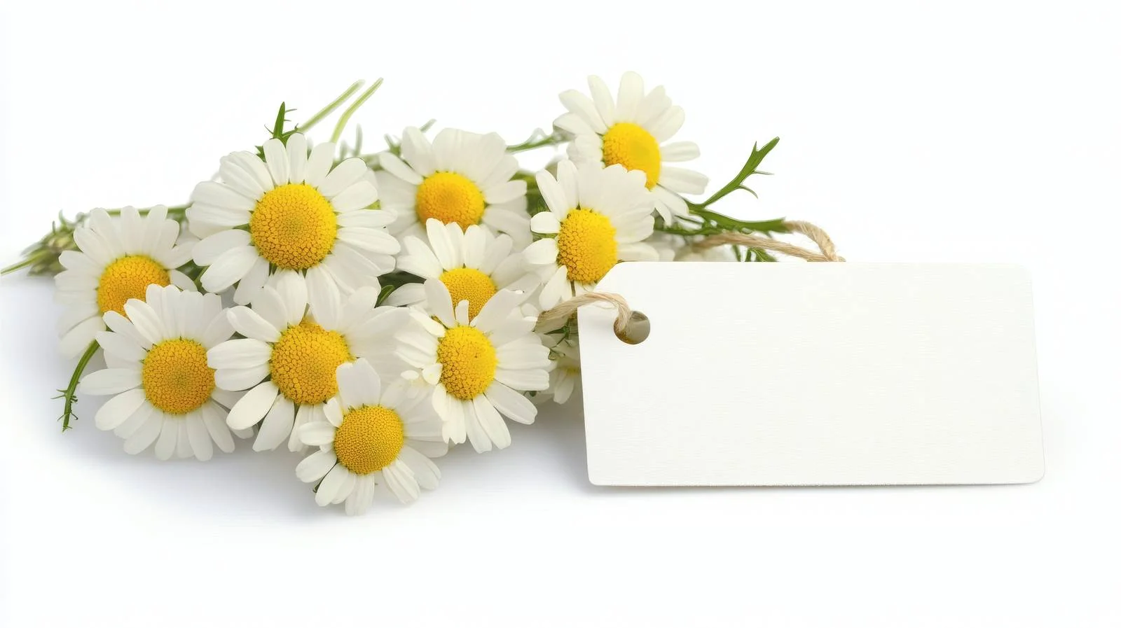 Chamomile Blossoms and Blank Paper Tag Isolated — free download from Dotvec