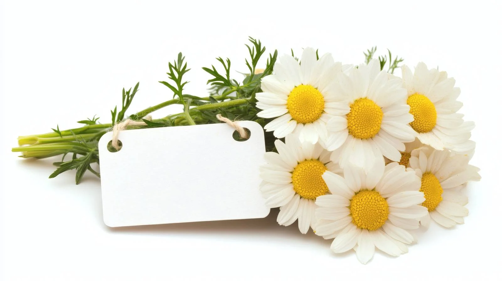 Chamomile Blossoms White Paper Tag Isolated — free download from Dotvec