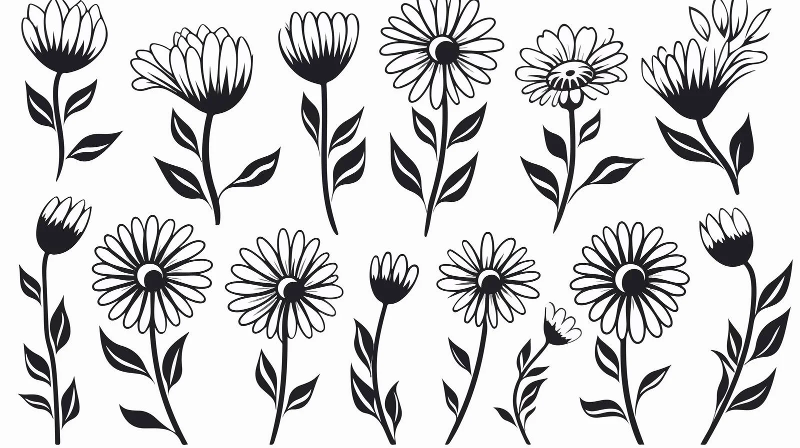 Chamomile Paint Vector Set — free download from Dotvec
