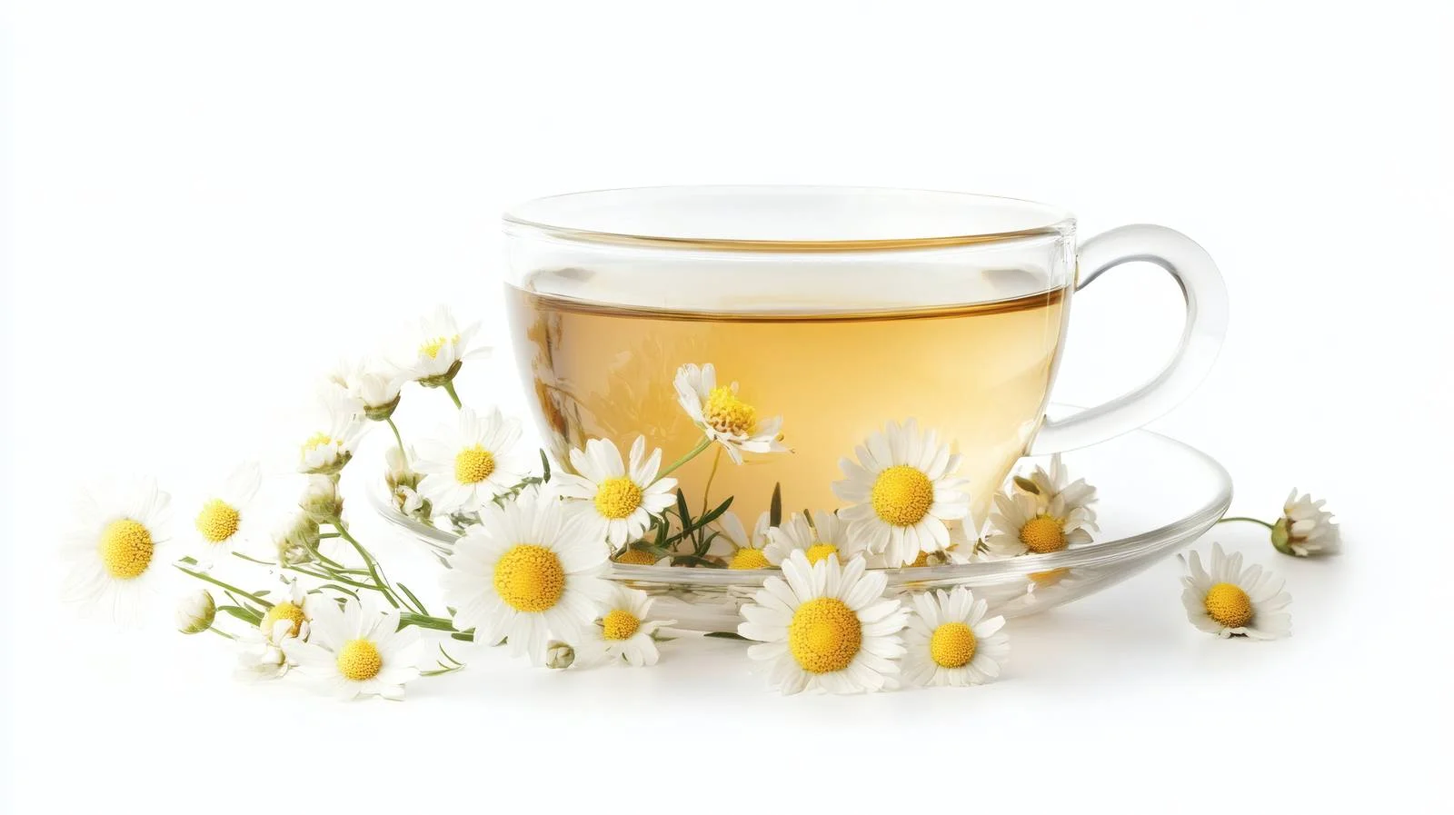 Chamomile Infusion and Blooms on White — free download from Dotvec