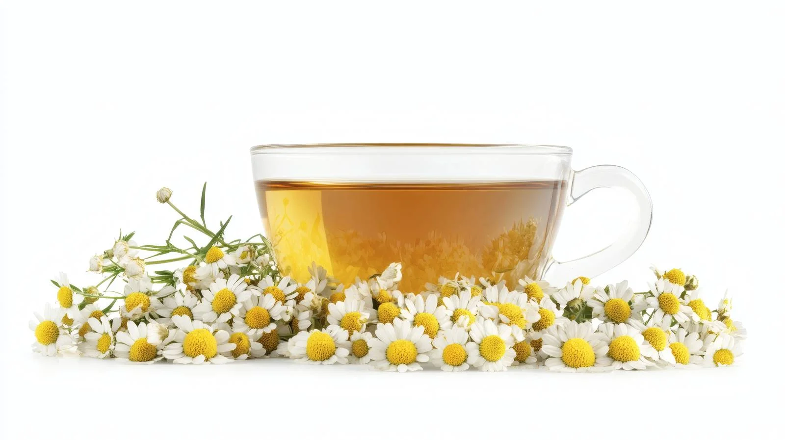 Chamomile Infusion and Blossoms on White — free download from Dotvec