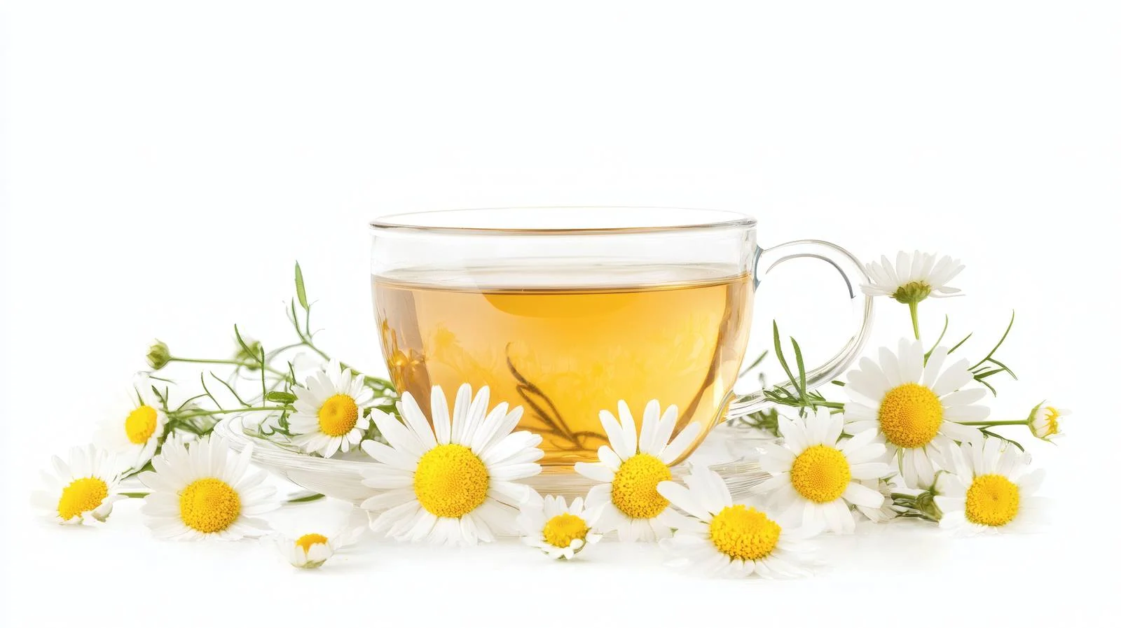 Chamomile Tea and Flowers on White — free download from Dotvec