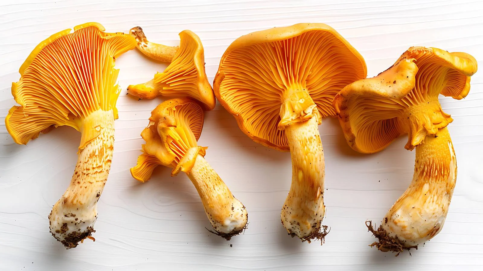 Elegant Chanterelle Mushrooms on Wooden Surface — free download from Dotvec