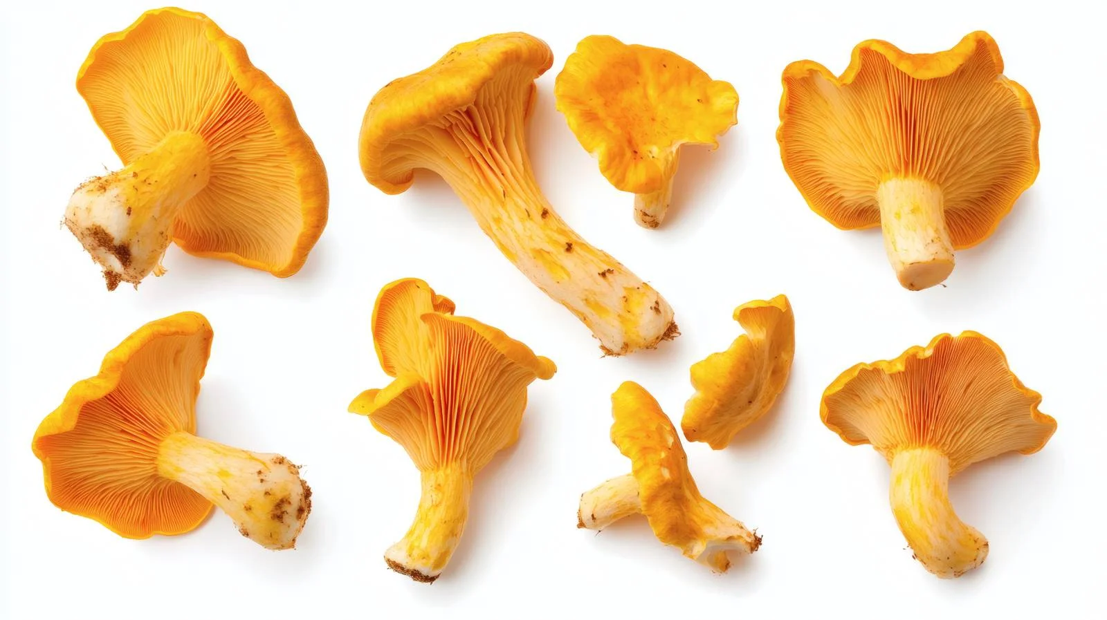 Fresh Chanterelle Mushrooms on White Background — free download from Dotvec