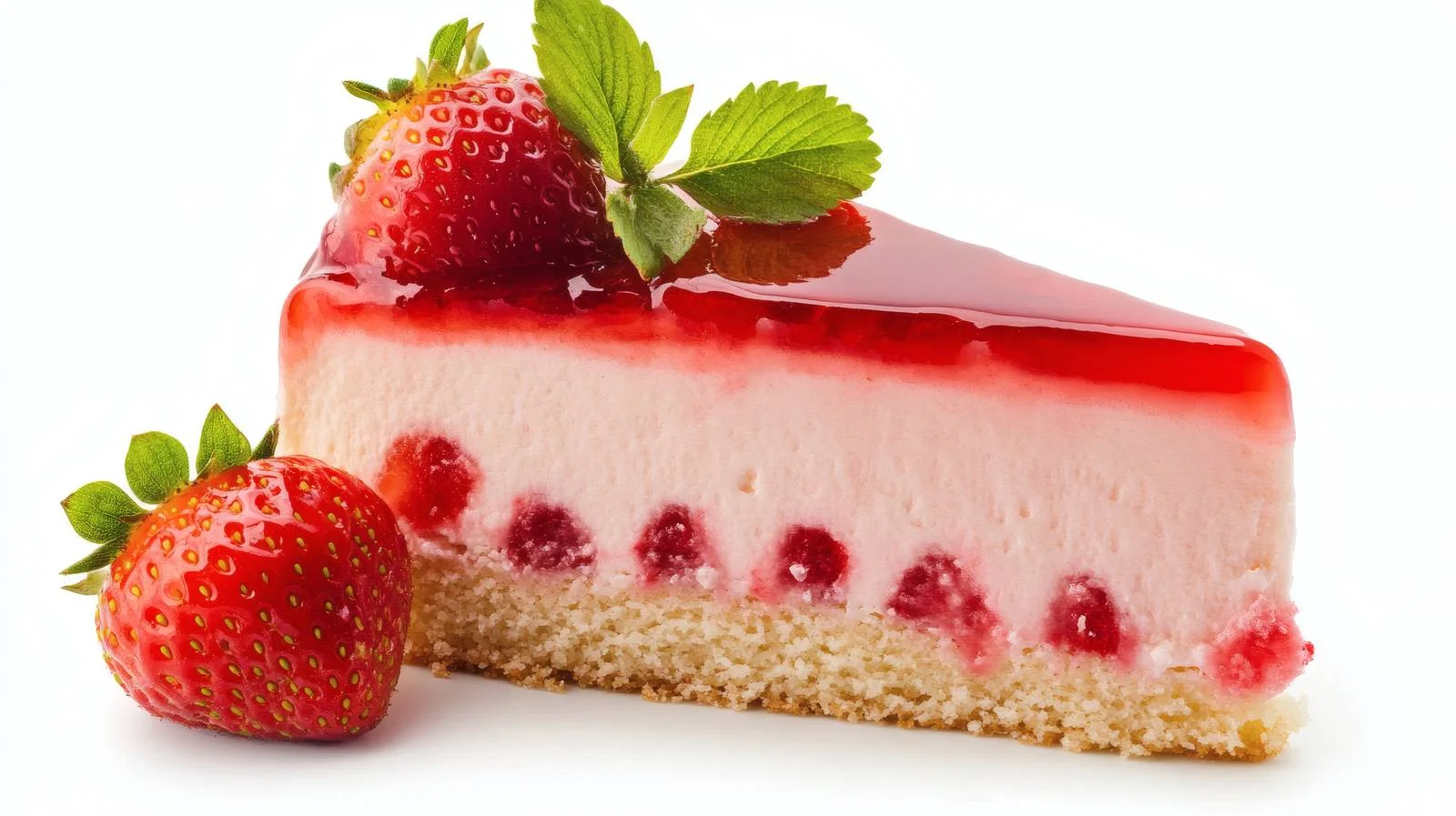 Delectable Cheesecake and Strawberries on White — free download from Dotvec