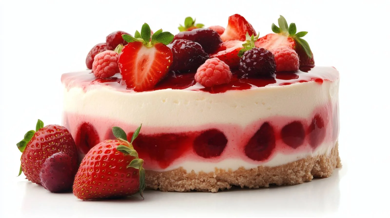 Gourmet Strawberry Cheesecake on White Background — free download from Dotvec
