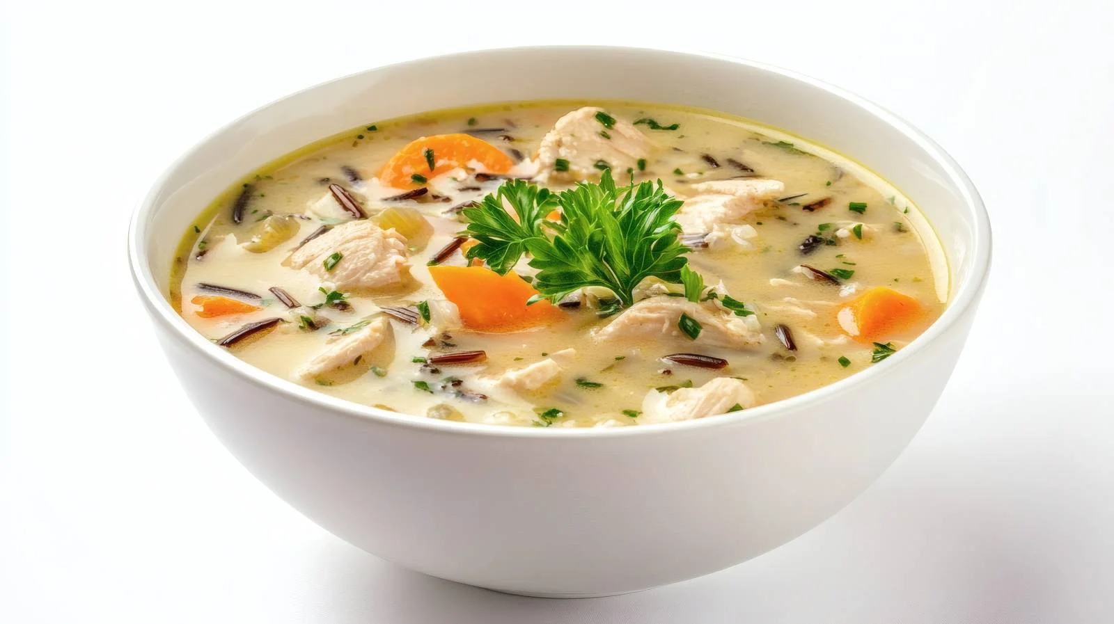 Delicious Chicken Wild Rice Soup on White — free download from Dotvec