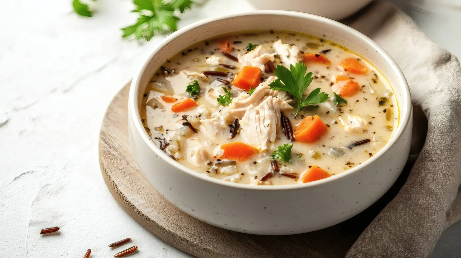 Creamy Chicken Wild Rice Soup on White — free download from Dotvec