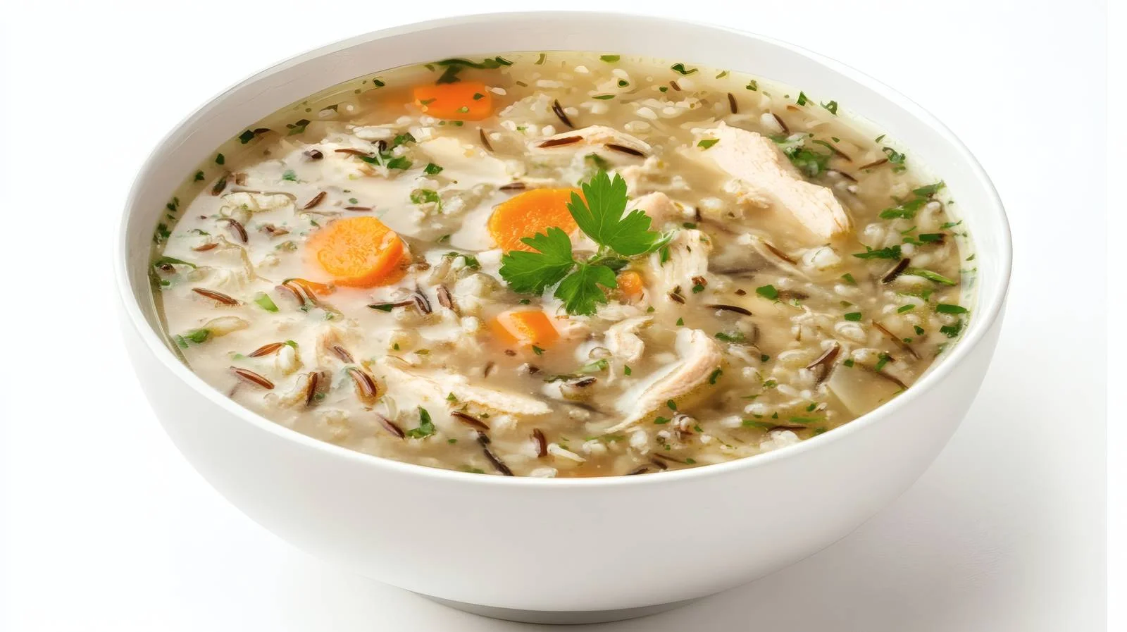Delicious Chicken and Wild Rice Soup on White — free download from Dotvec
