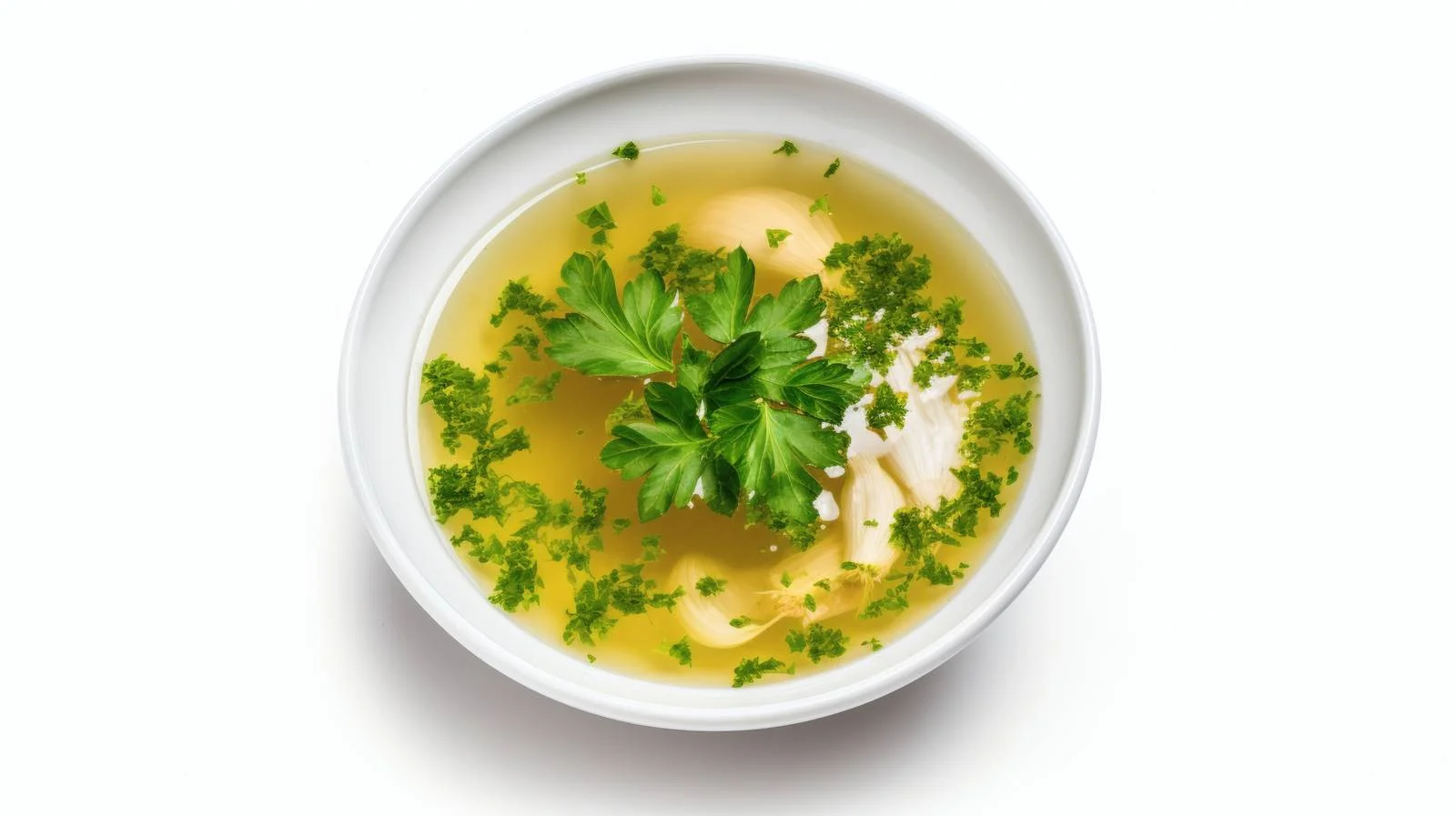Savory chicken broth with fresh parsley — free download from Dotvec