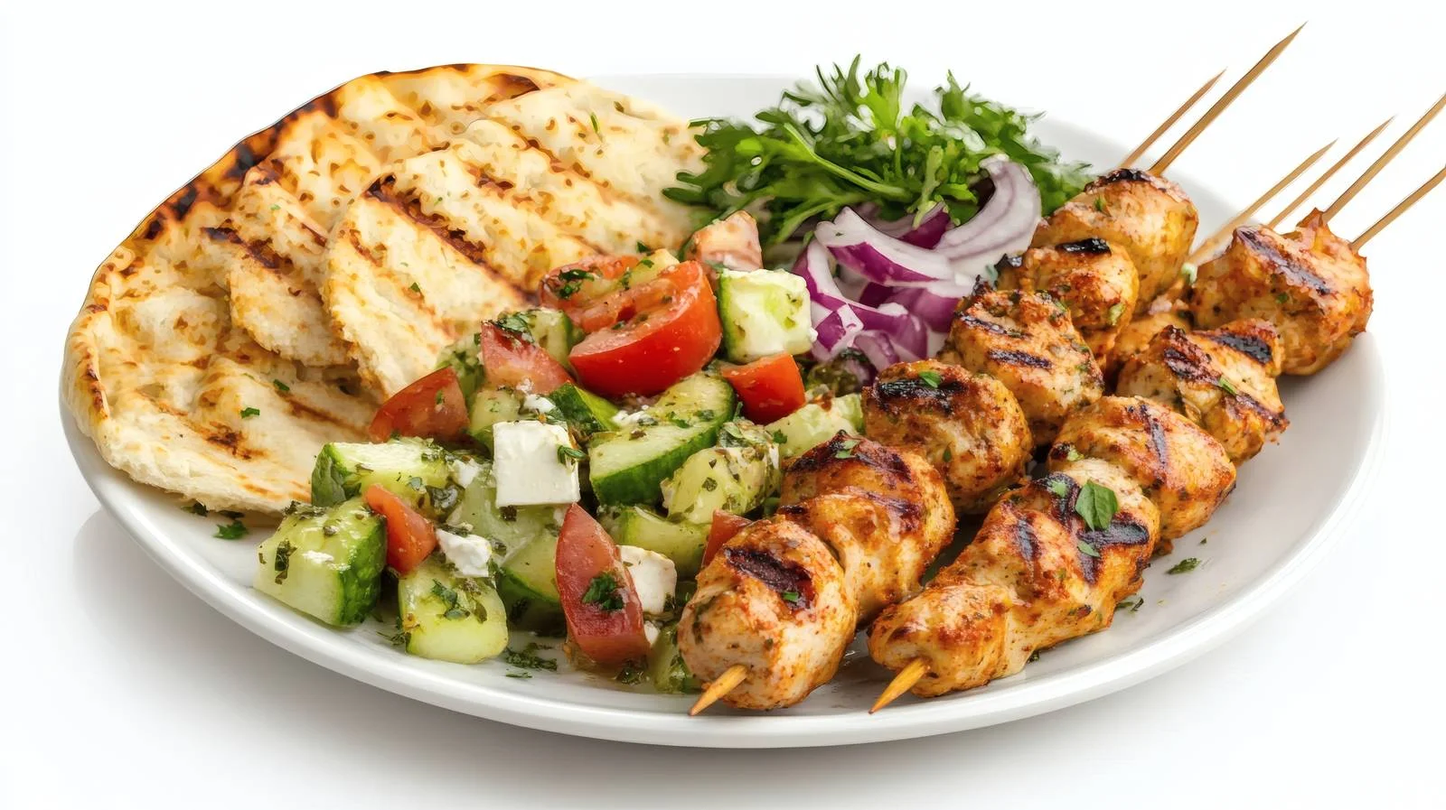 Succulent Chicken Kebabs and Fresh Greek Salad — free download from Dotvec