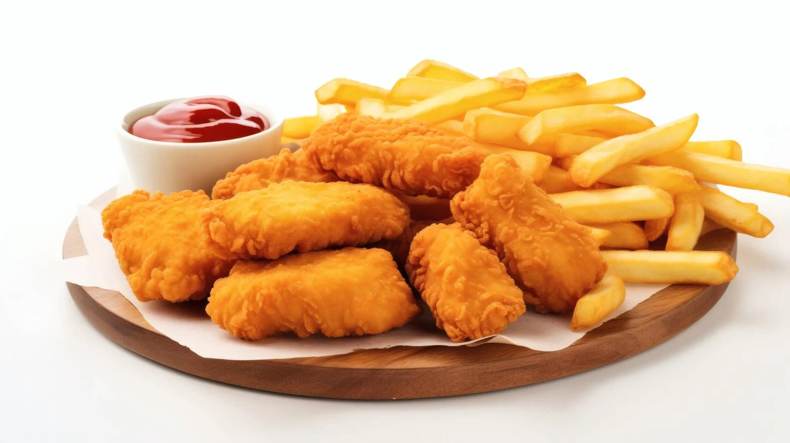 Crispy Chicken Nuggets with Fries on White — free download from Dotvec