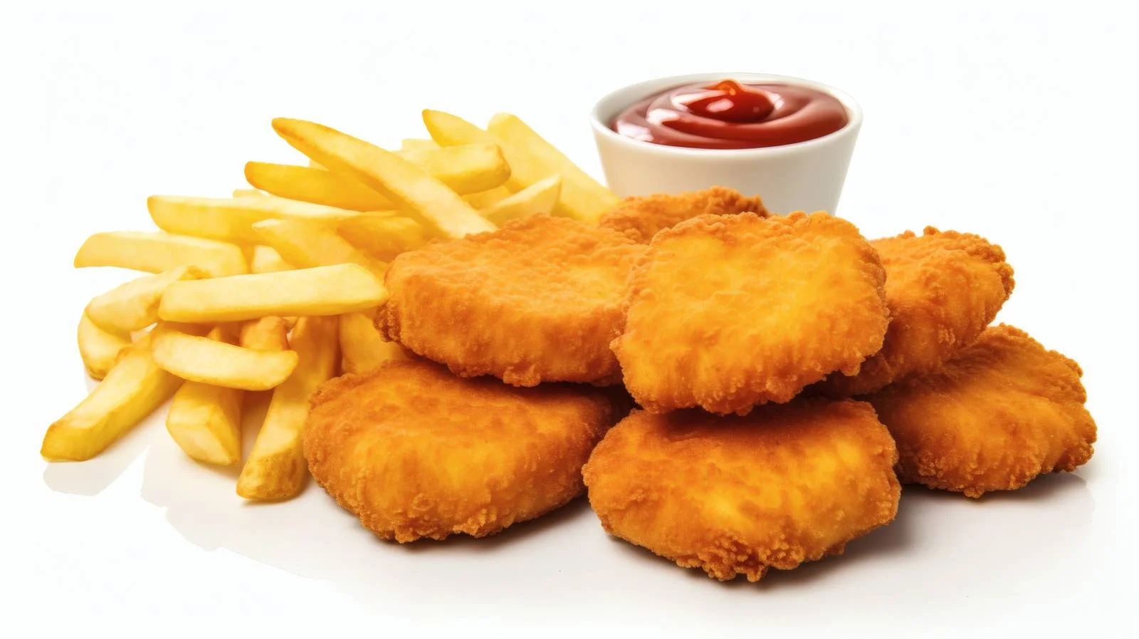 Crispy Chicken Nuggets and Fries on White — free download from Dotvec