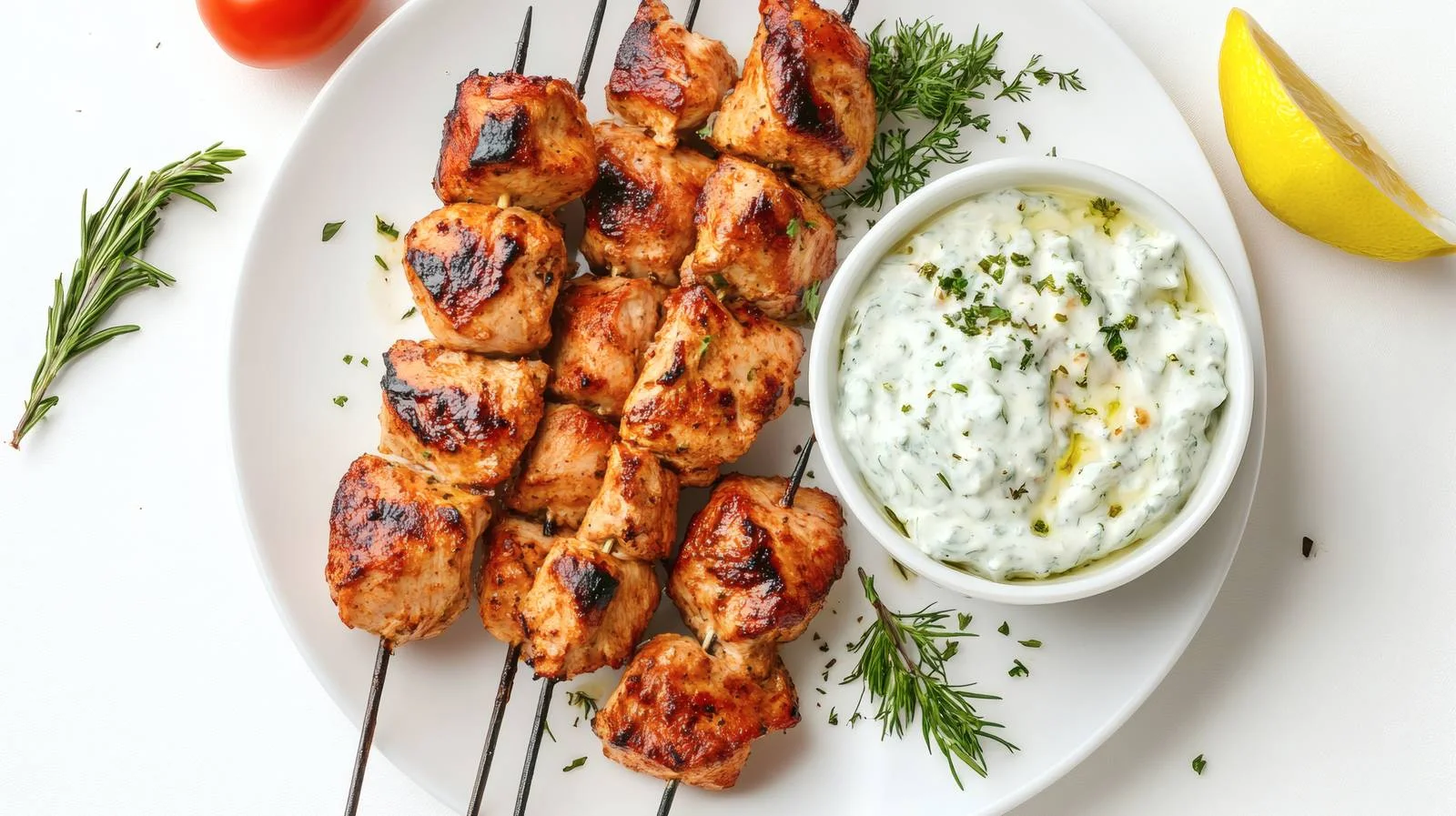 Succulent Chicken Skewers with Greek Tzatziki — free download from Dotvec