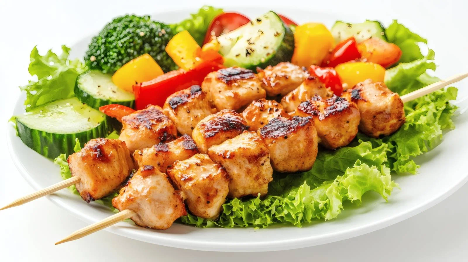 Succulent Chicken Skewers with Fresh Vegetable Salad — free download from Dotvec