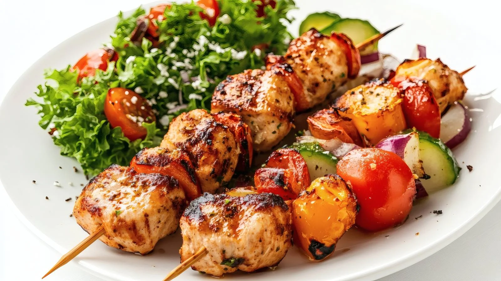 Delicious Chicken Skewers with Fresh Salad – free keto image from Dotvec