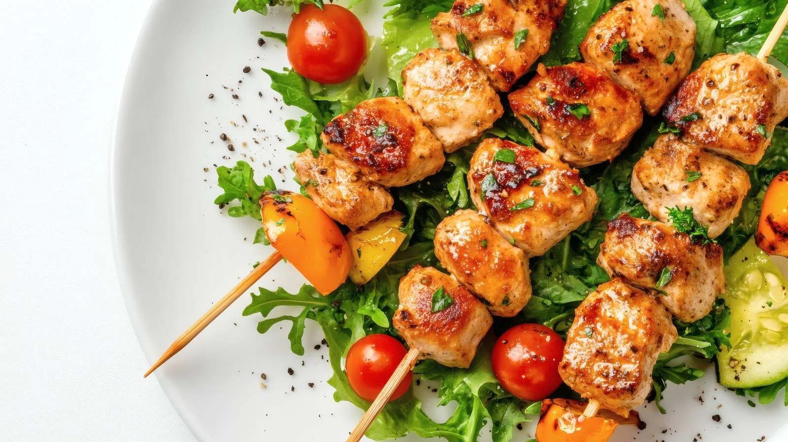 Delicious Keto Chicken Skewers with Salad — free download from Dotvec