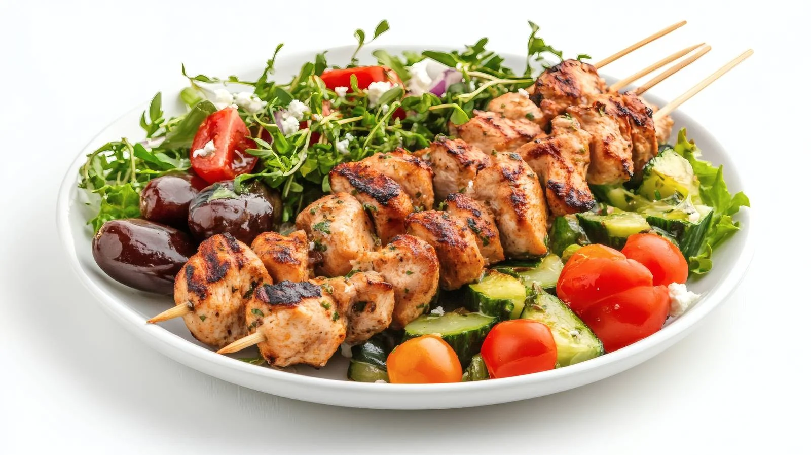 Succulent Chicken Skewers with Greek Salad — free download from Dotvec
