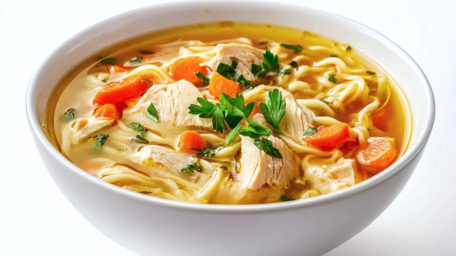 Savory Chicken Noodle Soup on White — free download from Dotvec