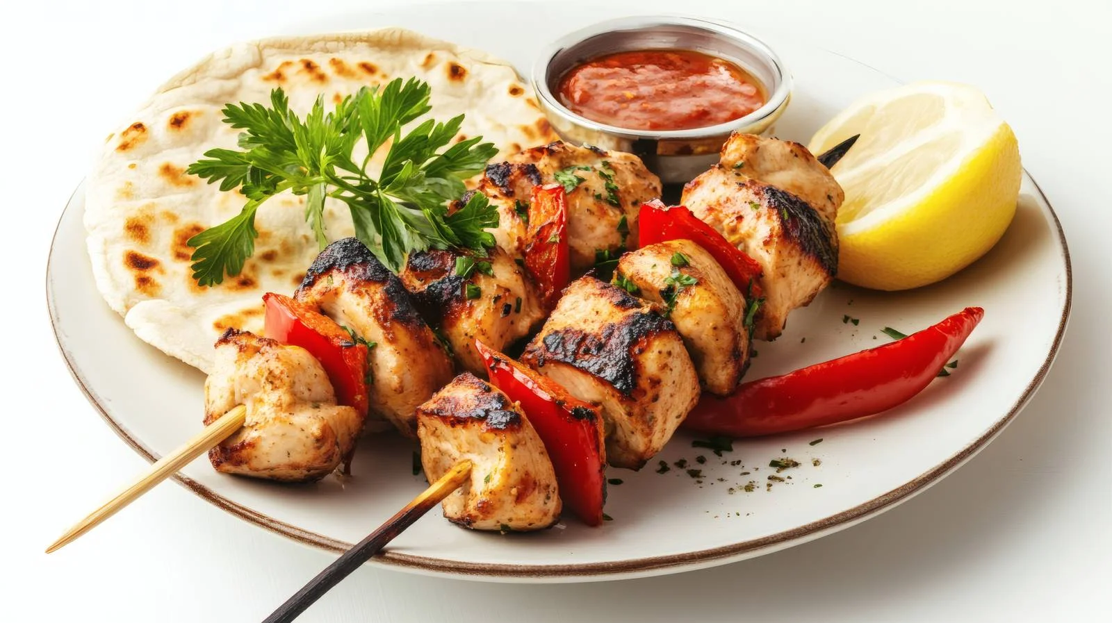 Succulent Chicken Souvlaki Kebabs Presentation — free download from Dotvec