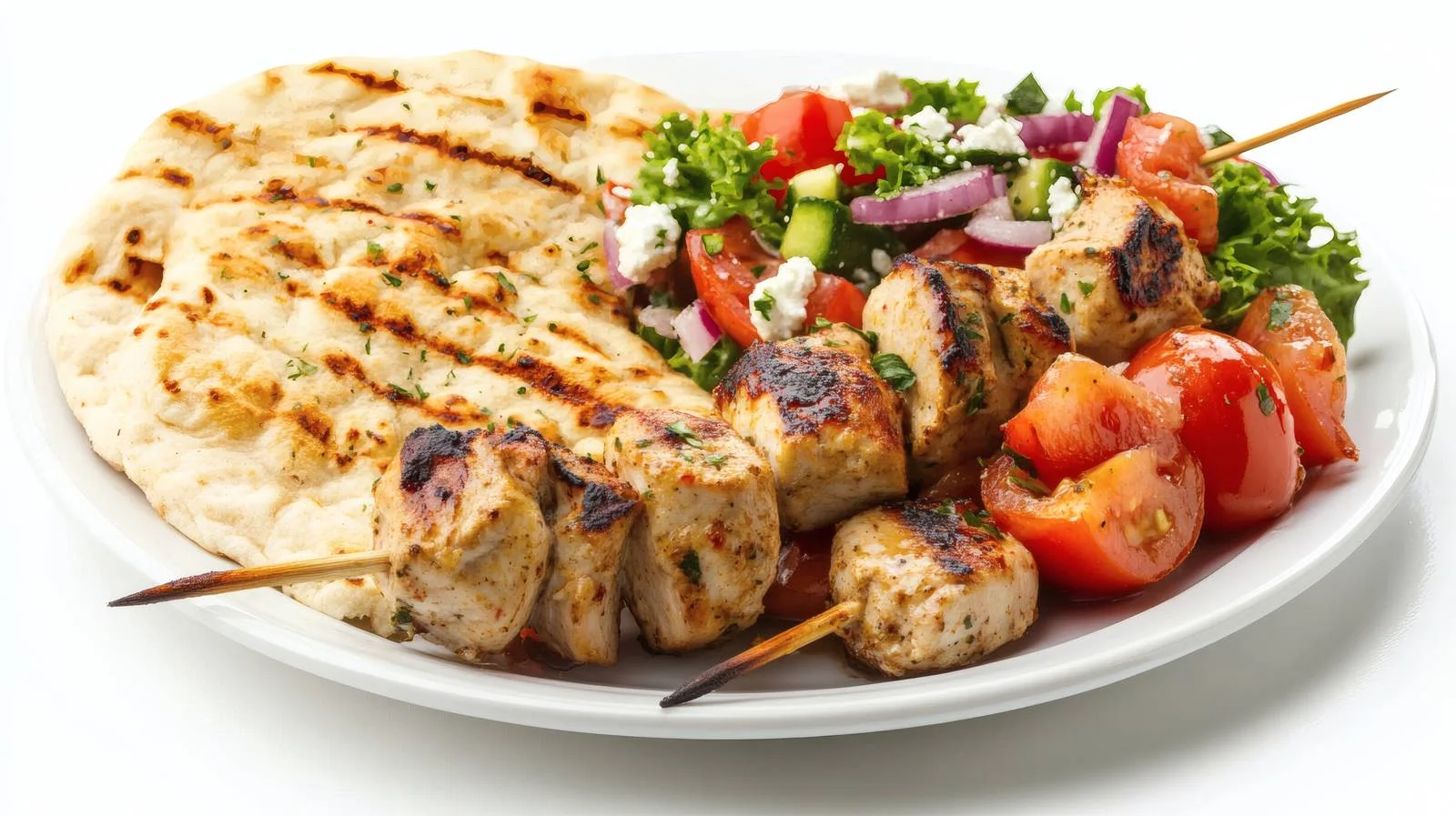 Succulent Chicken Souvlaki Kebabs on Flatbread — free download from Dotvec