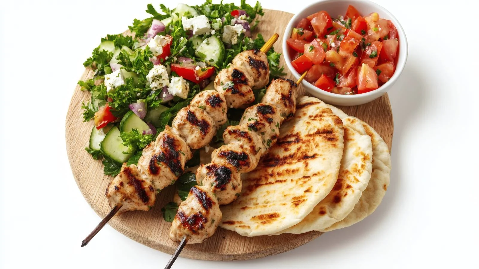 Delicious Chicken Souvlaki Skewers with Flatbread — free download from Dotvec